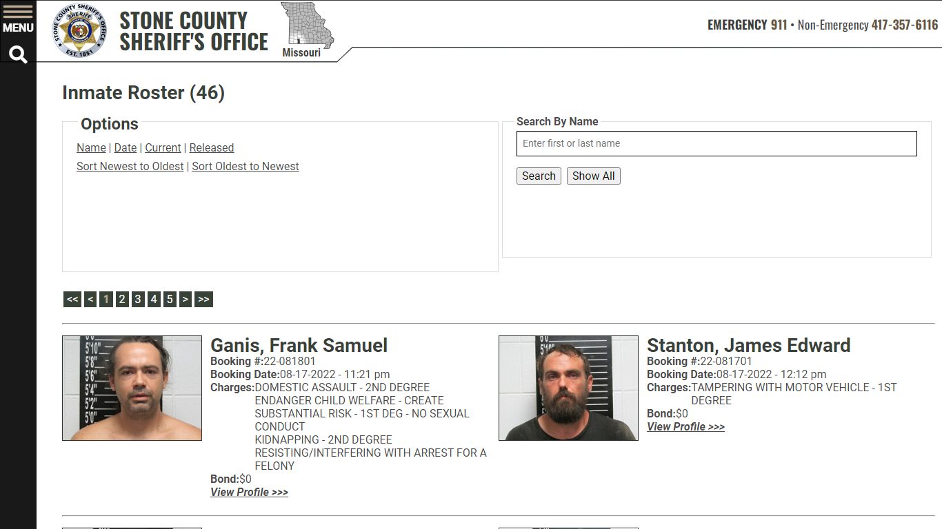 Inmate Roster - Current Inmates Booking Date Descending - Stone County ...