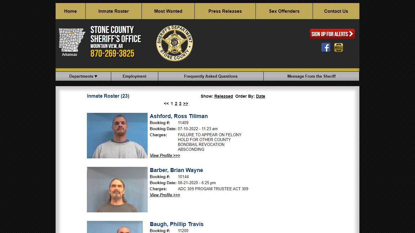 Inmate Roster - Current Inmates - Stone County Sheriff AR